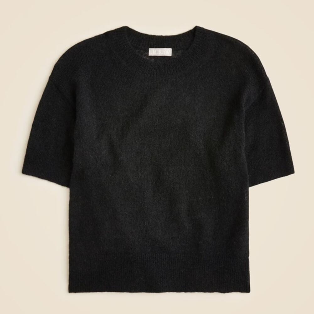 J.Crew Alpaca-Blend Oversized Sweater T-Shirt WMNS M Black Short Sleeve Crewneck